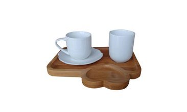 FİDEX HOME 5 PARÇA BAMBU PORSELEN KAHVE SUNUM SERVİS SETİ
