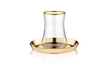 KOLEKSİYON DERVİSH ALTILI ÇAY SETİ MAT ALTIN ÇELİK TABAK