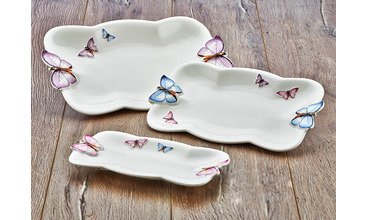 BONE PORSELEN ÜÇLÜ SERVİS SETİ KELEBEKLİ