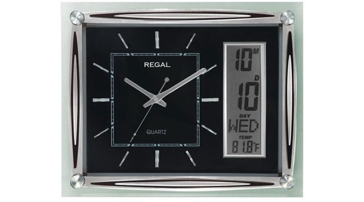 ULTİMA REGAL DİJİTAL TAKVİMLİ DERECELİ ANALOG DUVAR SAATİ SİYAH FİYATI