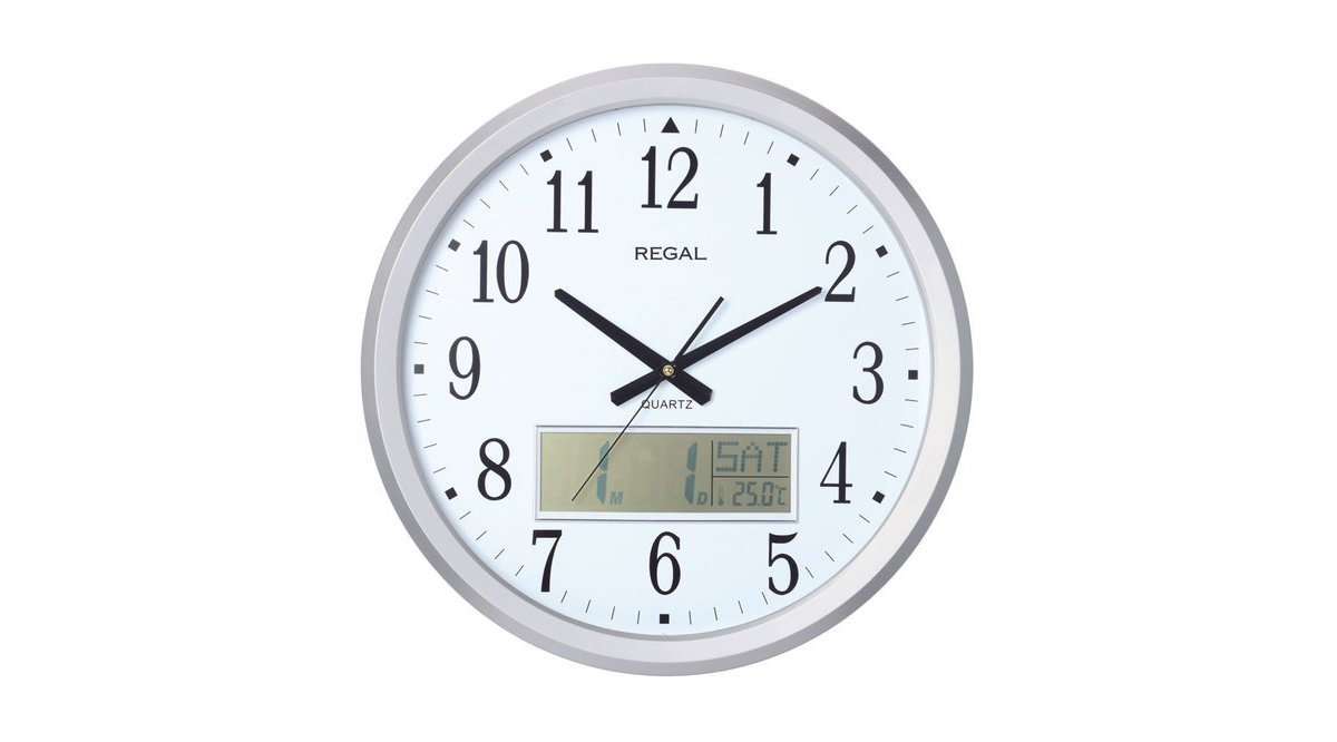 ULTİMA REGAL DİJİTAL TAKVİM DERECELİ ANALOG DUVAR SAATİ N2 FİYATI Vivense