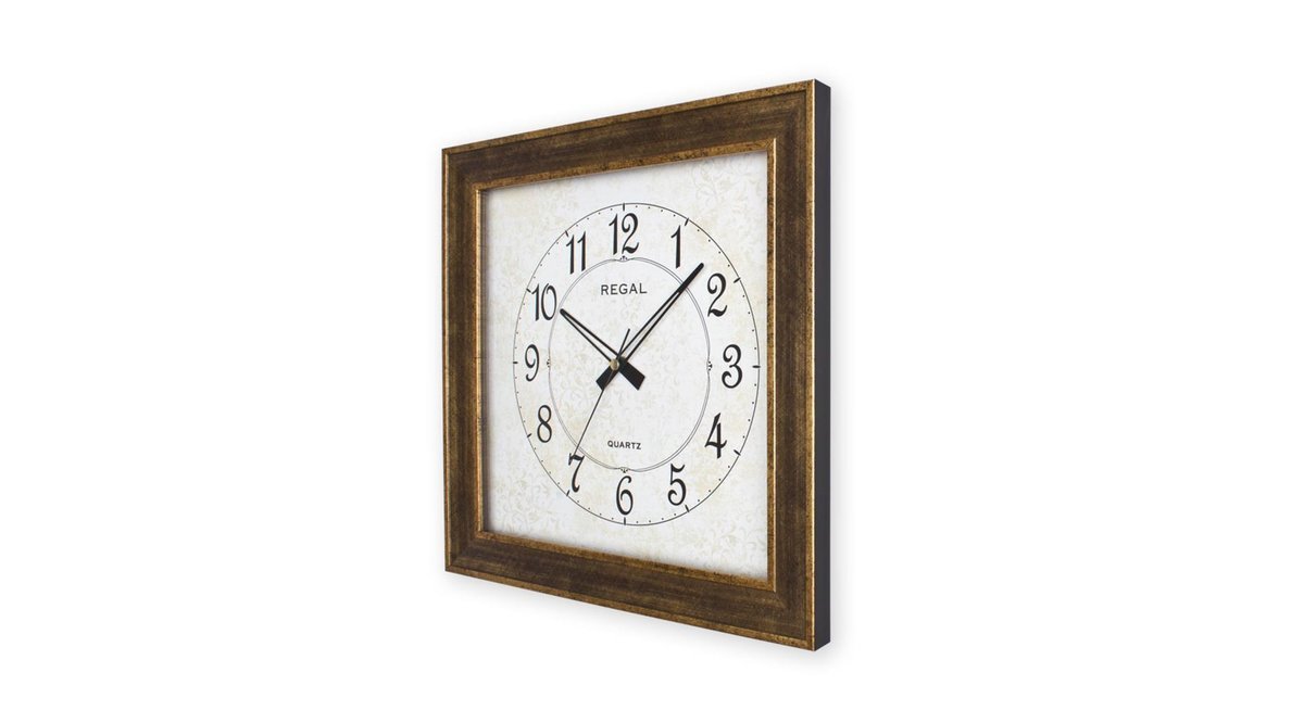 ULTİMA REGAL KLASİK AHŞAP RENKLİ KARE DUVAR SAATİ KAHVERENGİ 36CM