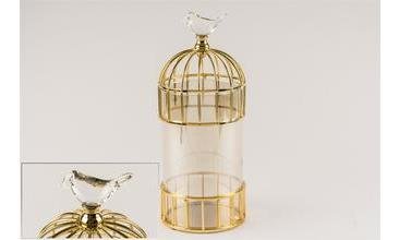 GOLD KAFES KUŞLU MUMLUK H31 L12 CM 31X12 CM