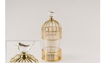 GOLD KAFES KUŞLU MUMLUK H31 L12 CM 31X12 CM
