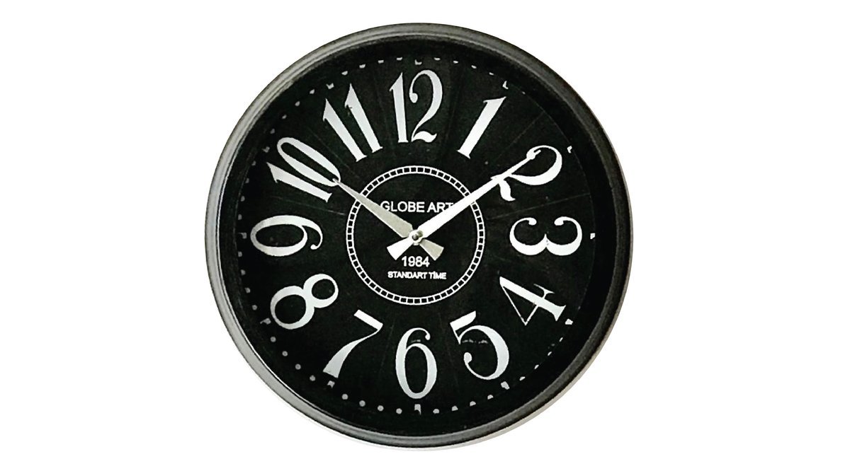 METAL CAMLI DUVAR SAATİ SİYAH FİYATI Vivense