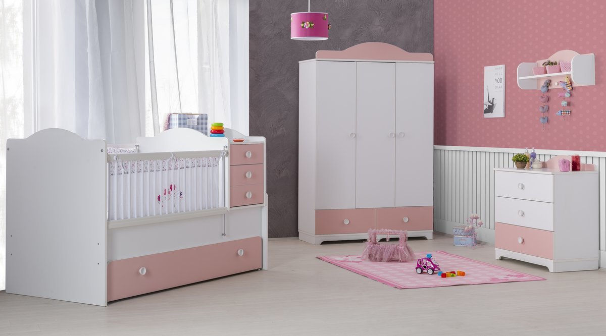 LATTE PİNK BÜYÜYEN KARYOLALI BEBEK ODASI TAKIMI FİYATI
