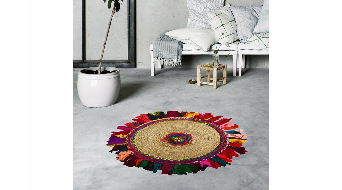 GİZ HOME BOLERO JUT ÖRGÜ HALI Y4 232 YUVARLAK PÜSKÜLLÜ 90X90 FİYATI
