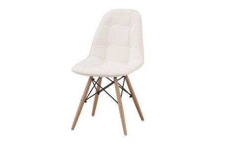 EAMES SANDALYE KAPİTONELİ DERİ BEYAZ