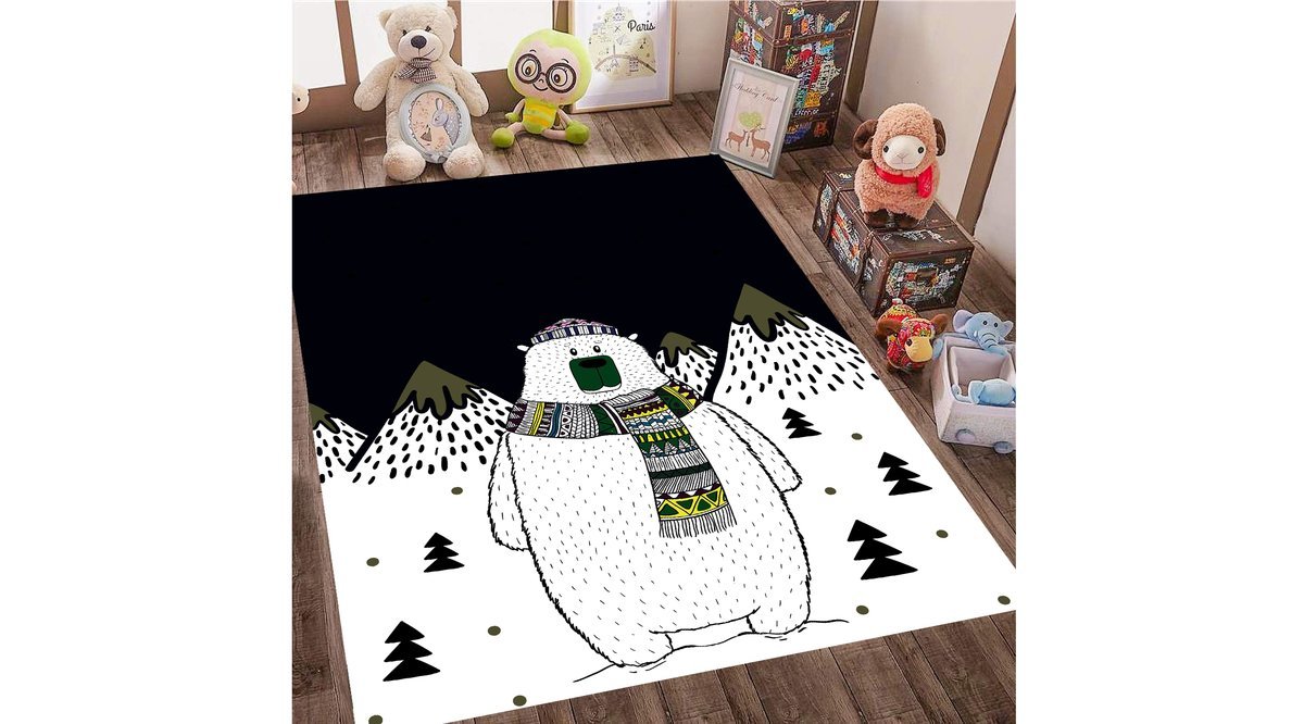 JUNGLE HALI İSKANDİNAV BEAR ÇOCUK ODASI OYUN HALISI 80X150 FİYATI Vivense