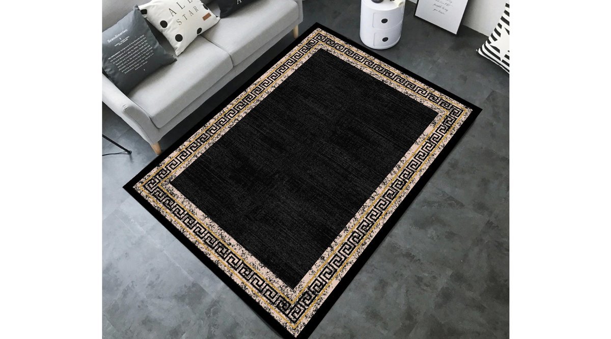 jungle hali siyah gold hali dekoratif eskitme tasarim 80x150 fiyati vivense