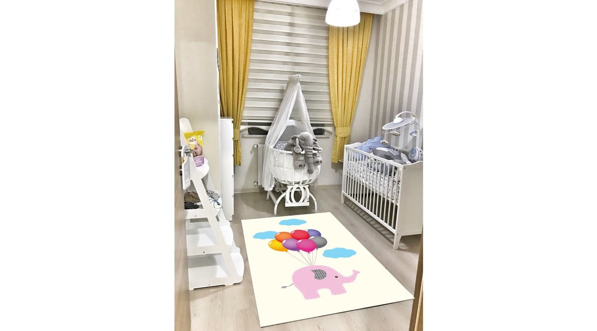 JUNGLE HALI FİLLİ BALONLU ÇOCUK ODASI HALISI FİYATI Vivense