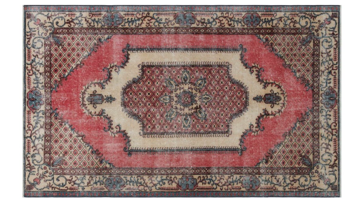 VİNTAGE HALI KREM KIRMIZI 119*199 CM FİYATI Vivense