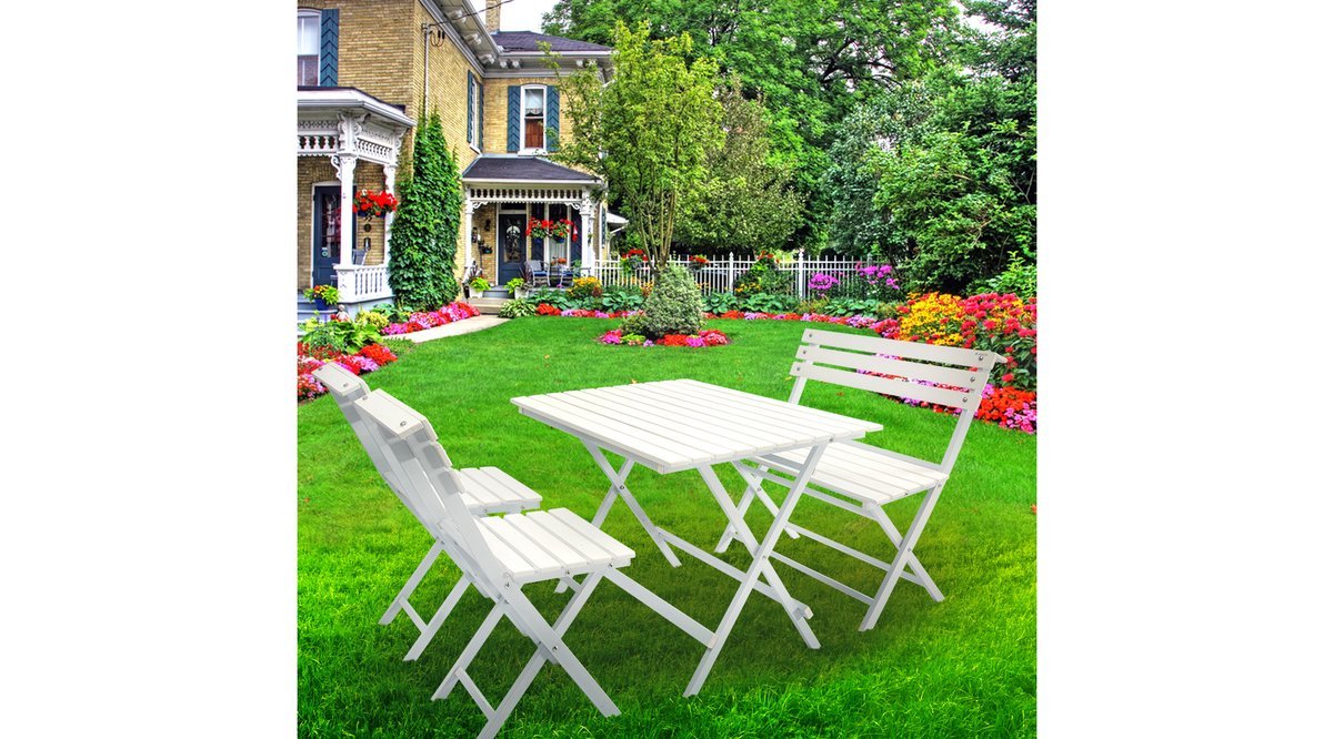 VİNDA BALKON BAHÇE MOBİLYASI KATLANIR MASA SANDALYE TAKIMI BEYAZ FİYATI