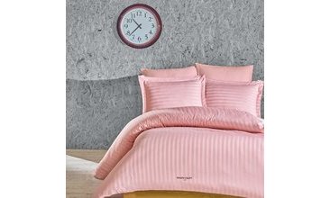 ÇİFT KİŞİLİK YOLLU SATEN NEVRESİM TAKIMI VOGUE GRİ