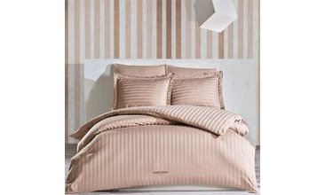 ÇİFT KİŞİLİK YOLLU SATEN NEVRESİM TAKIMI VOGUE GRİ