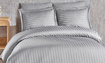 ÇİFT KİŞİLİK YOLLU SATEN NEVRESİM TAKIMI VOGUE GRİ