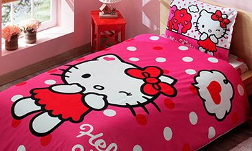 TEK KİŞİLİK LİSANSLI NEVRESİM TAKIMI HELLO KITTY PİNK