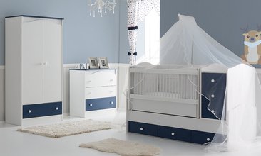 EVA BEBEK ODASI TAKIMI BEYAZ LACİVERT