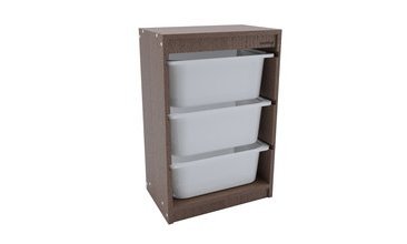 BİENWOOD BİE 4003 ÜÇLÜ PLASTİK ÇEKMECELİ AHŞAP RAF