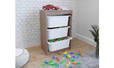 BİENWOOD BİE 4003 ÜÇLÜ PLASTİK ÇEKMECELİ AHŞAP RAF