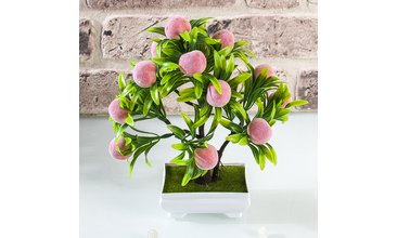 DEKORATİF SAKSILI YAPAY ŞEFTALİ AĞACI ÇİÇEK