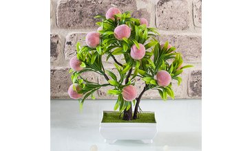 DEKORATİF SAKSILI YAPAY ŞEFTALİ AĞACI ÇİÇEK
