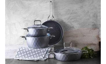 EMSAN GRİD 7 PARÇA TENCERE SETİ METALİK GRİ