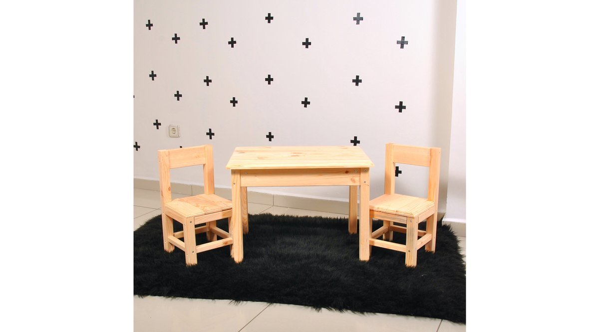 MONTESSORİ DOĞAL AHŞAP ÇOCUK OYUN MASA SANDALYE SETİ 1