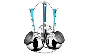 KÜTAHYA PORSELEN 18 PARÇA ÇELİK ÇEYİZ SETİ TURKUAZ