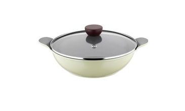 KÜTAHYA PORSELEN CERAPURE 28 CM WOK TAVA CAM KAPAKLI YEŞİL