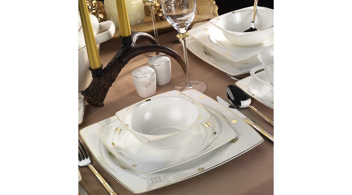 KÜTAHYA PORSELEN ALİZA BONE 83 PARÇA 65117 DEKOR YEMEK TAKIMI FİYATI