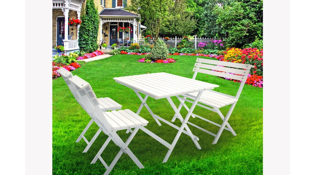 KİNG ADALİS BAHÇE MOBİLYASI KATLANIR MASA SANDALYE TAKIMI BEYAZ FİYATI