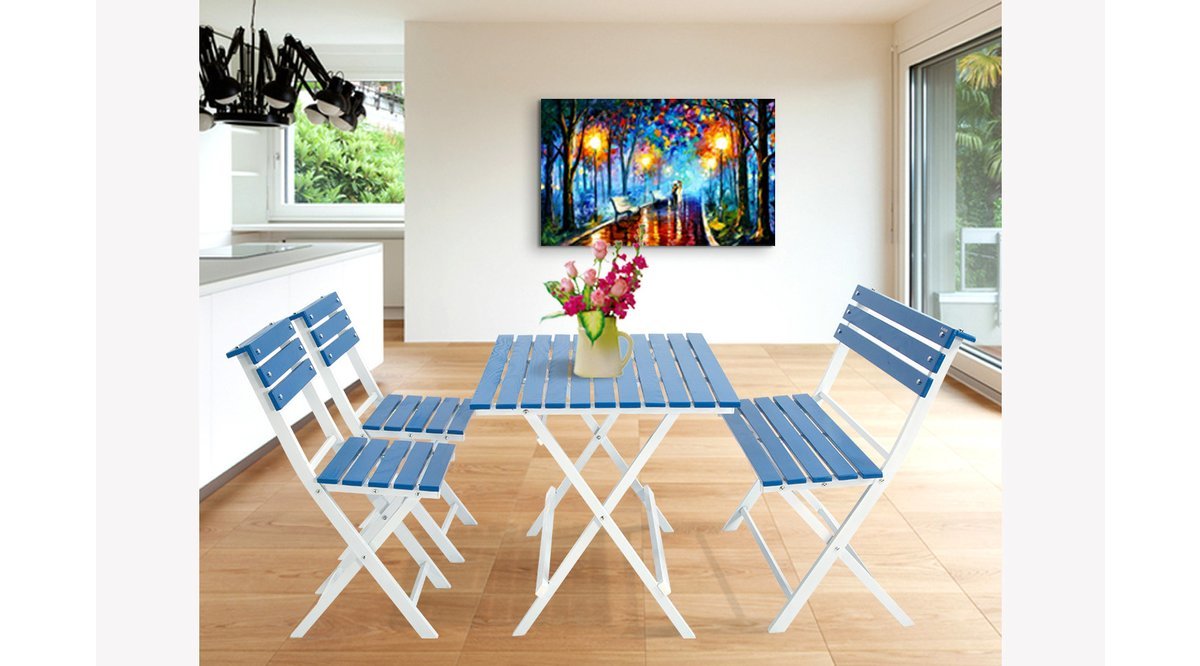 KİNG ADALİS BAHÇE MOBİLYASI KATLANIR MASA SANDALYE TAKIMI MAVİ FİYATI