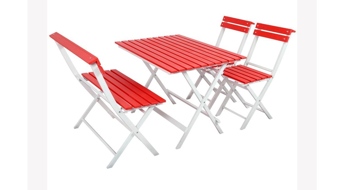 KİNG ADALİS BAHÇE MOBİLYASI KATLANIR MASA SANDALYE TAKIMI KIRMIZI