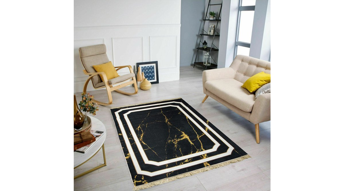 MODERN LAZER KESİM DİJİTAL BASKI KAYMAZ TABAN YIKANABİLİR SAÇAKLI HALI