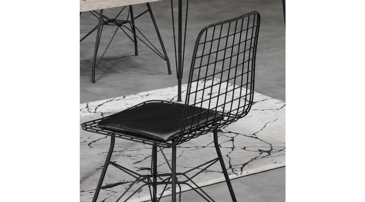 OLİNPA SİYAH TEL SANDALYE CEVİZ MASA TAKIMI FİYATI Vivense