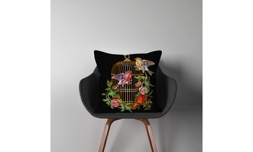 KAFESTEKİ KUŞ YASTIK KILIFI