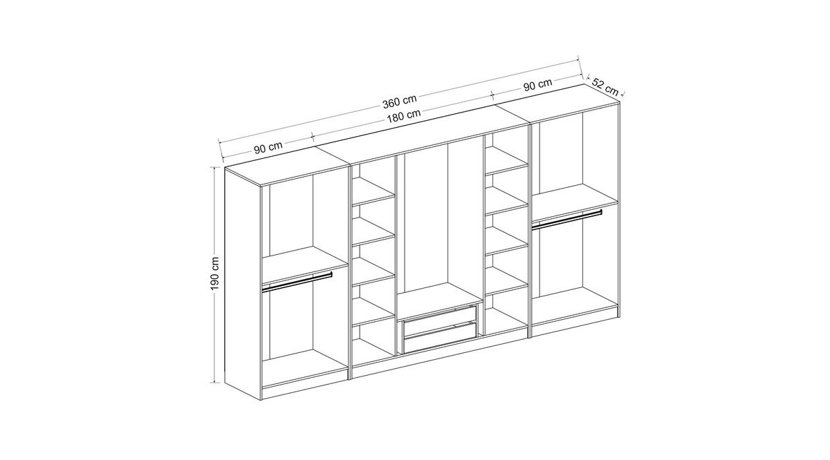 KALE 190 CM 8 MEBRAN KAPAKLI 2Ç TAÇLI DOLAP BEYAZ FİYATI Vivense