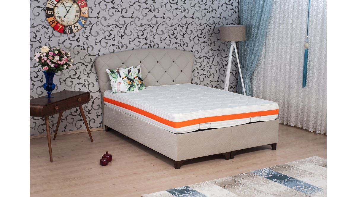 PİGAS SPACER RENKLİ ÇİFT KİŞİLİK YATAK TURUNCU FİYATI Vivense