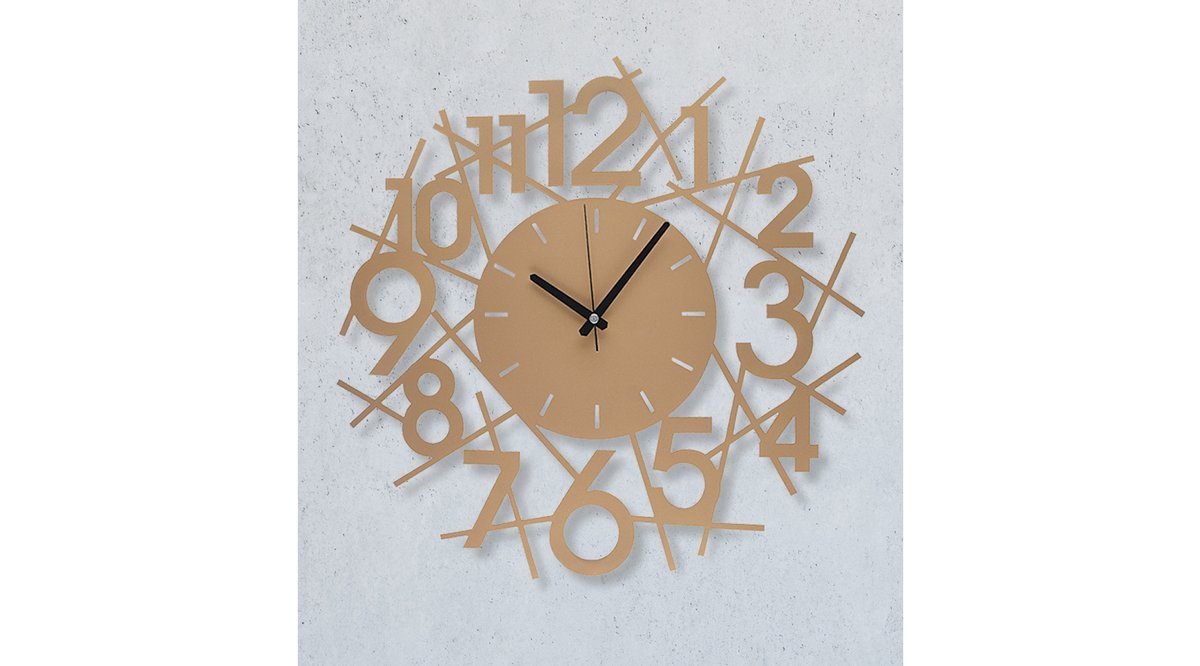 MUYİKA KARDE METAL GOLD ESKİTME RENGİ DUVAR SAATİ 50X50 CM FİYATI Vivense