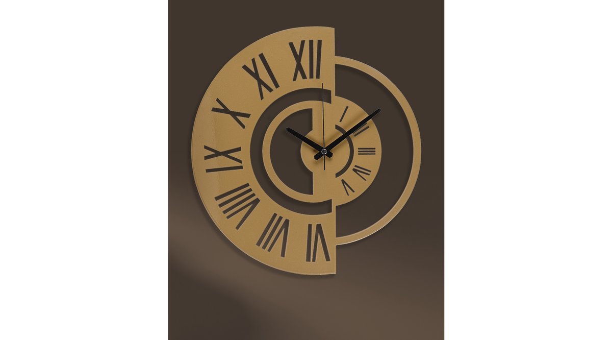 MUYİKA ROUTA GOLD ESKİTME RENGİ METAL DUVAR SAATİ 41X41 CM FİYATI Vivense