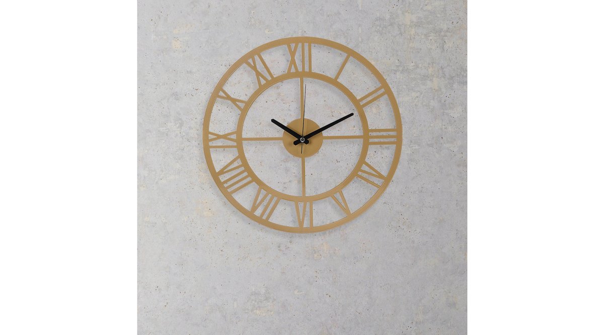 MUYİKA ROMENTAL GOLD ESKİTME RENGİ METAL DUVAR SAATİ 41X41 CM FİYATI