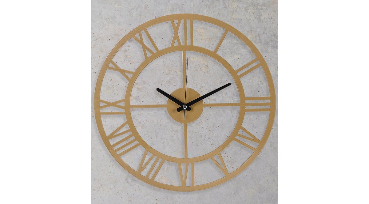 MUYİKA ROMENTAL GOLD ESKİTME RENGİ METAL DUVAR SAATİ 41X41 CM FİYATI
