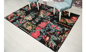 PATCHWORK GÜLLÜ EL DOKUMA ANADOLU HALISI 80X150