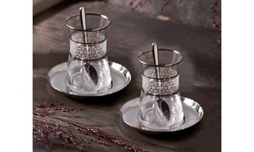 DESENLİ HALLEY ÇAY KEYFİ 19 PARÇA GÜMÜŞ SADE