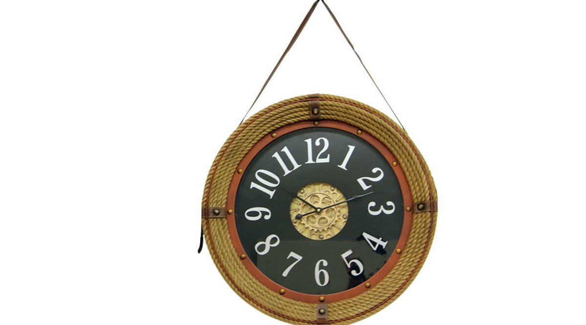 ÇARKLI DUVAR SAATİ YUVARLAK ASKILI HALATLI C0119 FİYATI Vivense