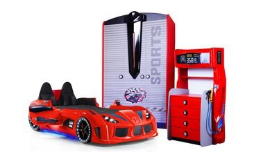 AUDİ KIRMIZI FULL LEDLİ KOLTUKLU ARABALI YATAK TAKIMI 1