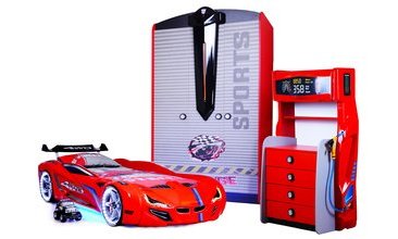 MERCEDES KIRMIZI FULL LEDLİ RÜZGARLIKLI ARABALI YATAK TAKIMI 1