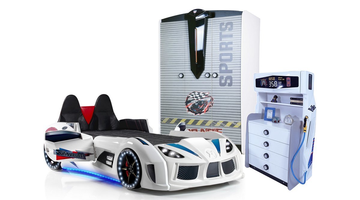 AUDİ BEYAZ FULL LEDLİ KOLTUKLU ARABALI YATAK TAKIMI 1 FİYATI Vivense