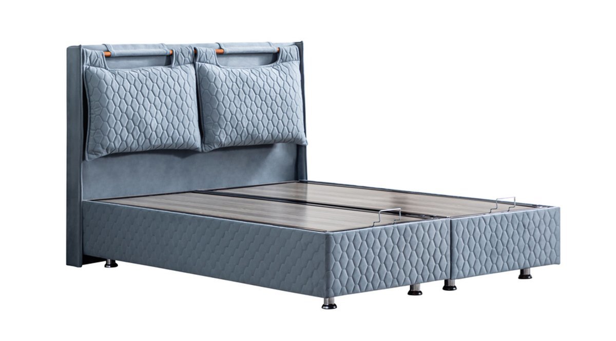 MADRİD AÇIK MAVİ BAZA BAŞLIK VE REAL PEDLİ ORTOPEDİK YATAK